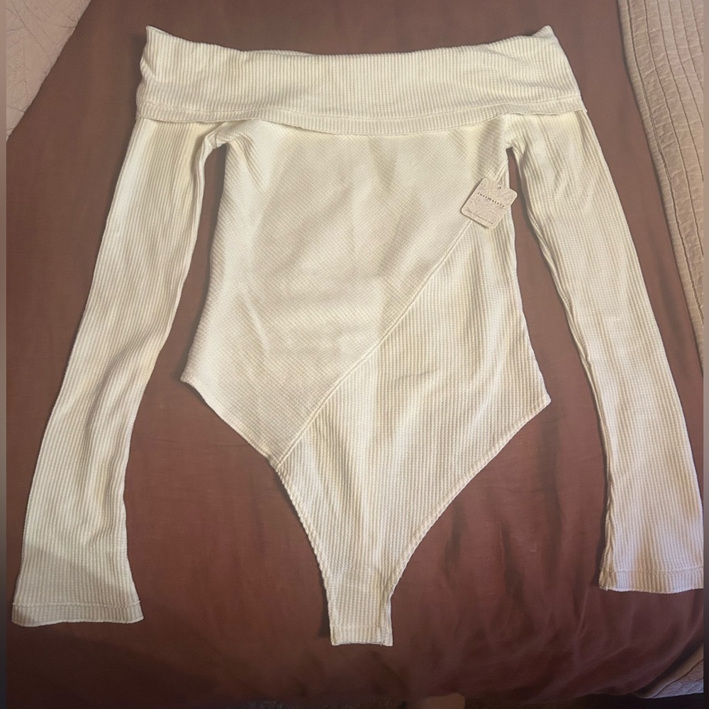 NWT Free People “Autumn Cozy Bodysuit” Off the shoulder